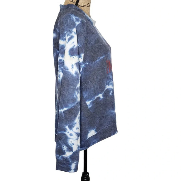 Rae Dunn Womens Miss Independent Tie Dye Crew Neck Sweatshirt Size Large Blue - Picture 2 of 14